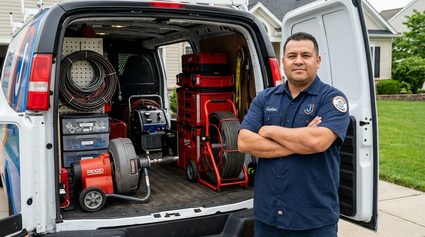 Professional drain cleaning equipment and Johns Plumbing LLC plumber in Roy