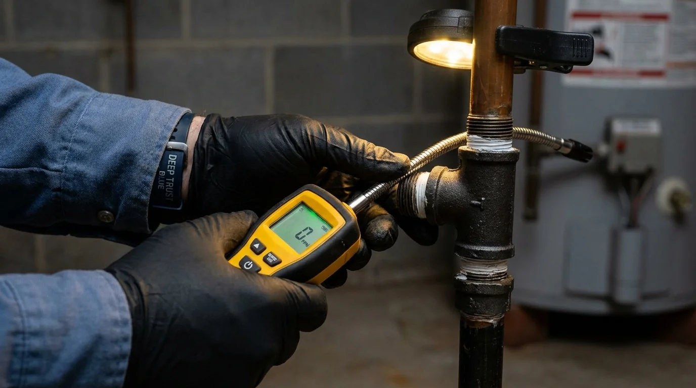 Gas leak detection with electronic sniffer by Johns Plumbing LLC in Roy