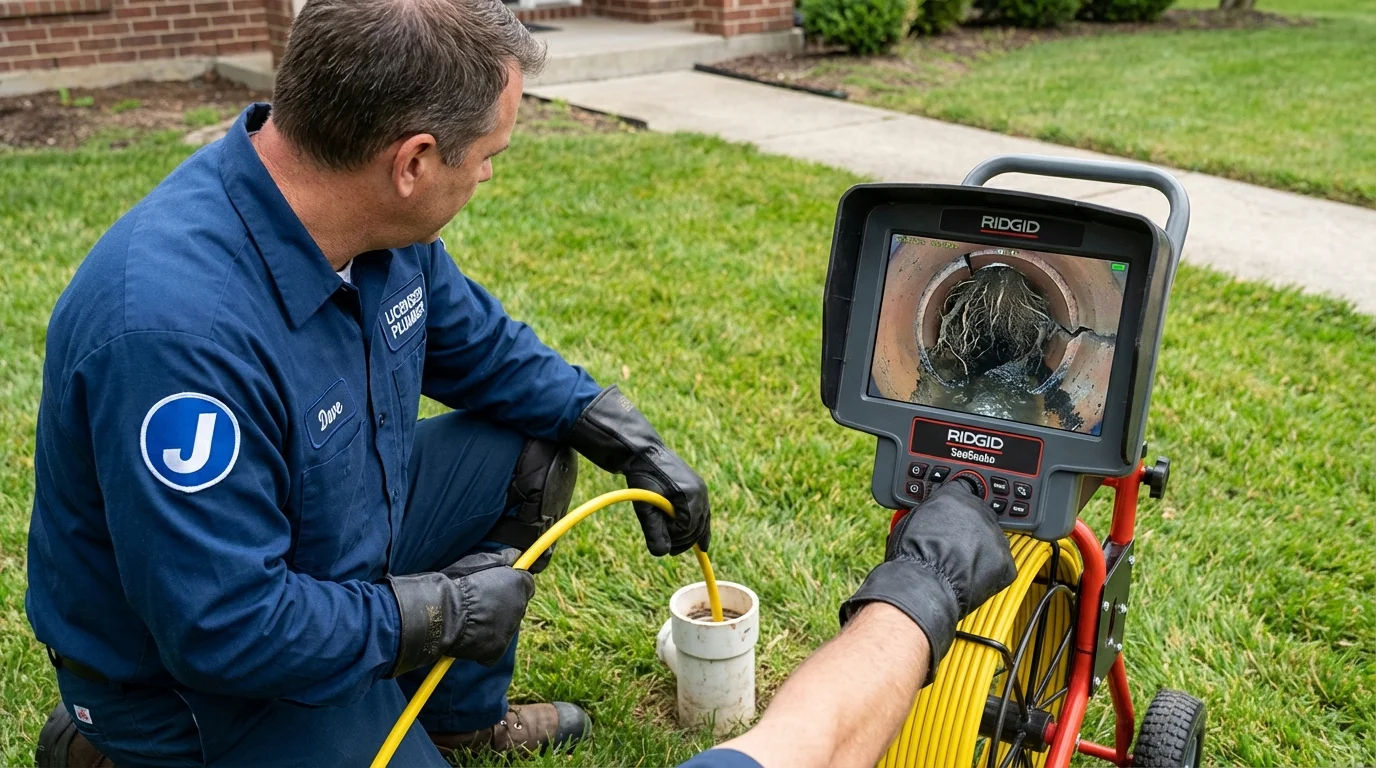 Sewer camera inspection being performed by Johns Plumbing LLC in Roy